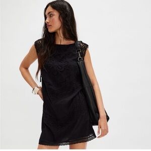 Free People Black Winifred Mini dress small